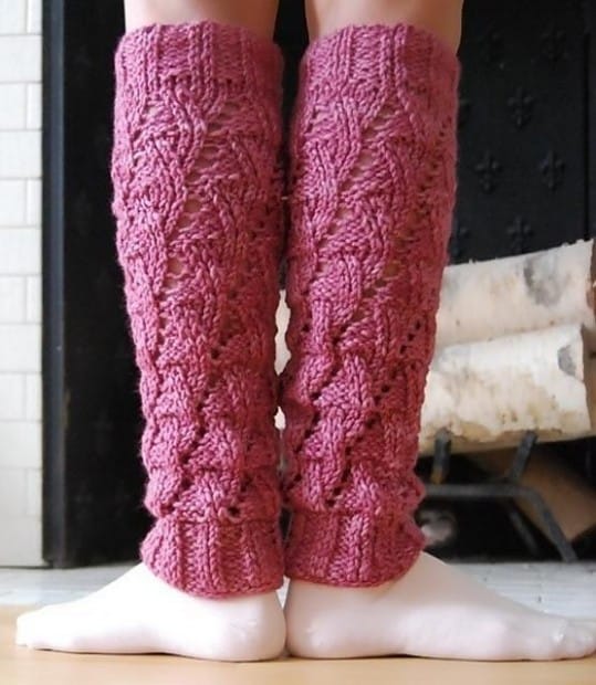Intricate knitted leg warmers