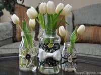 Scrapbooking paper mason jar vases 200x150 15 Great Crafts Made with Scrapbooking Paper