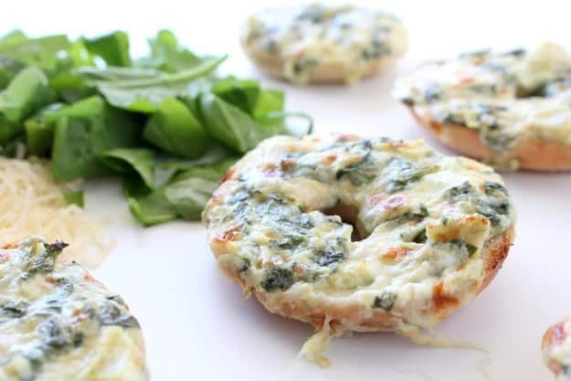 Spinach and artichoke bagel melt