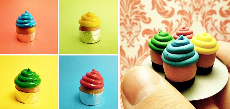 Colorful clay cupcake magnets
