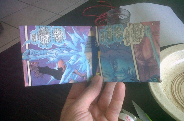 Comic book page origami wallet