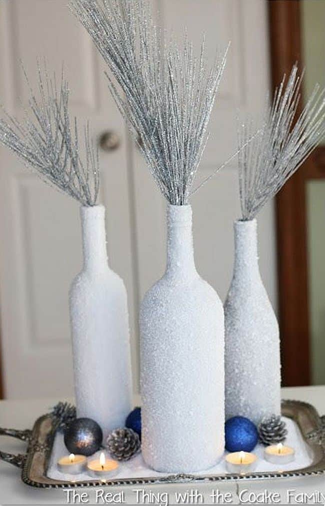 Cool frosted wine bottle decor