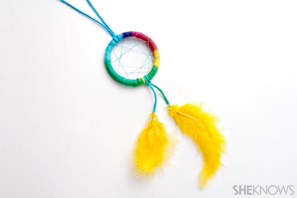 Feathered dream catcher necklace