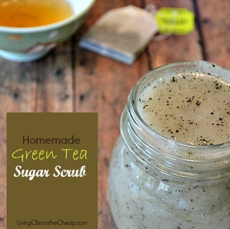 Homemade green tea sugar scrub