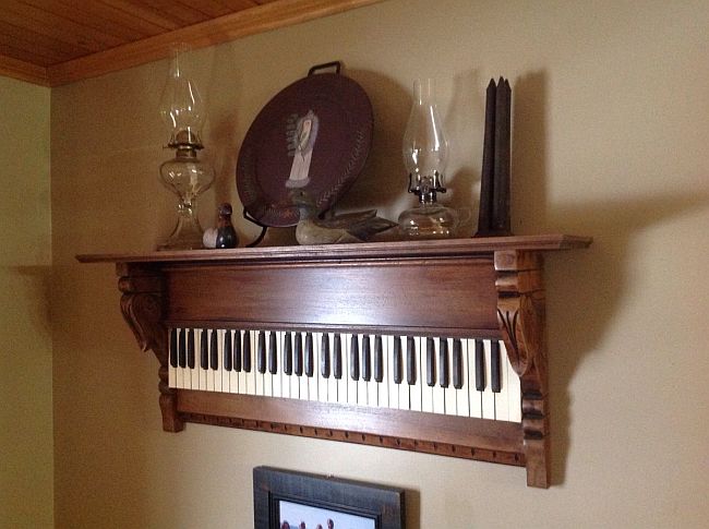 Homemade piano keys decor shelf