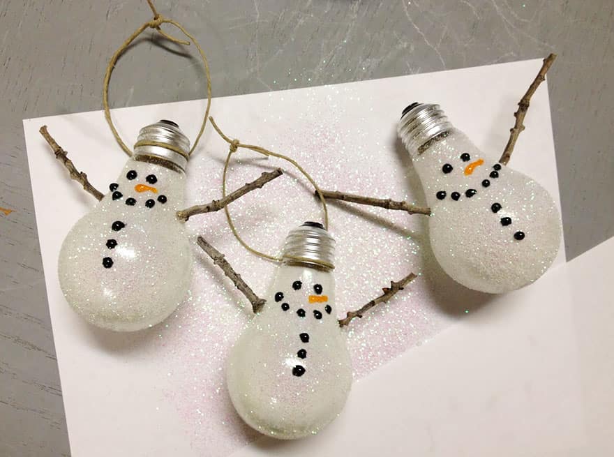 Sparkly snow man ornaments