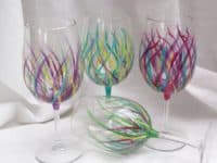 Bright waving lines glass 200x150 15 Painted Wine Glass Designs