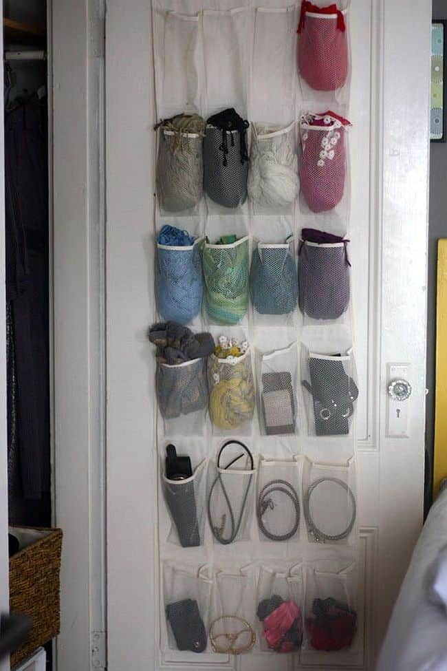 DIY shoe rack yarn storage