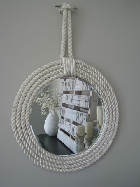 Nautical rope mirror frame