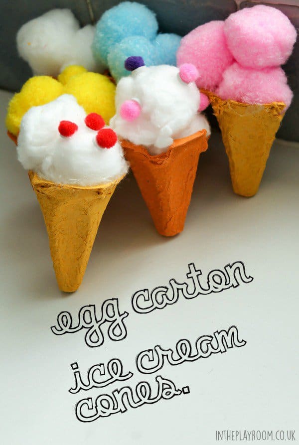 Pom pom egg carton ice cream cones