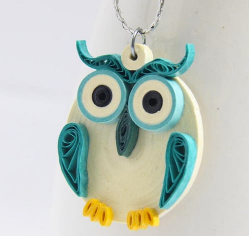 Quilled owl pendant