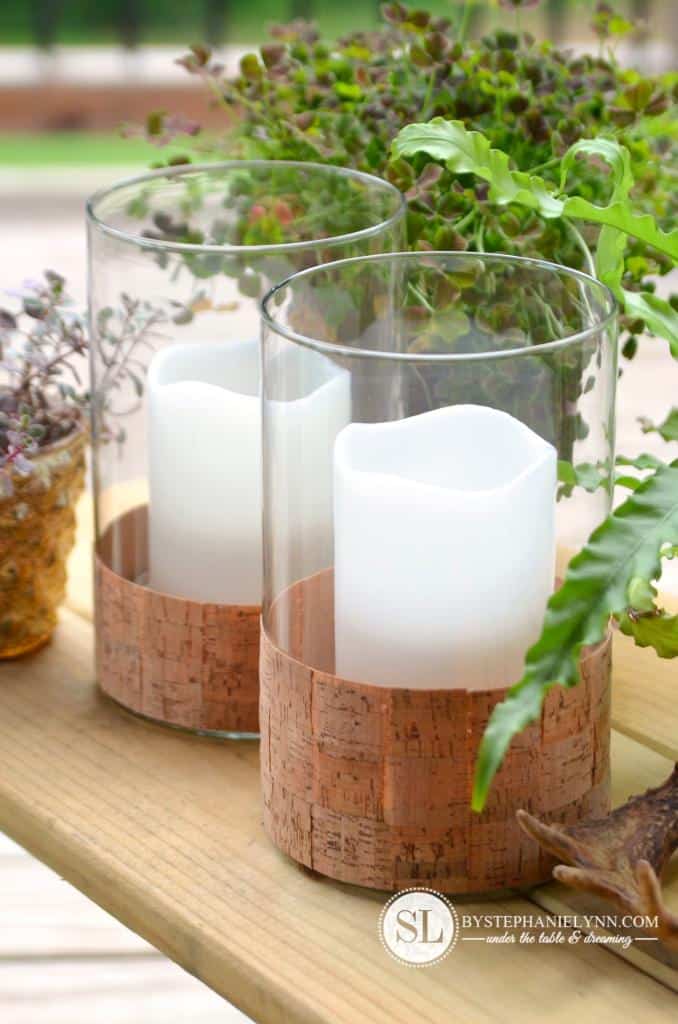 Cork wrapped candle holder