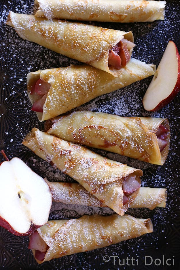 Brown butter pear crepes