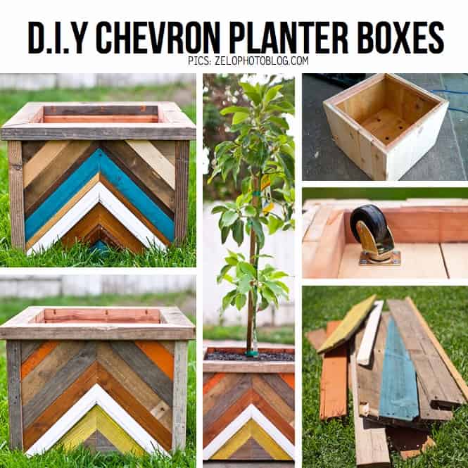 DIY chevron planter boxes