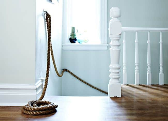 DIY indoor rope hand rail