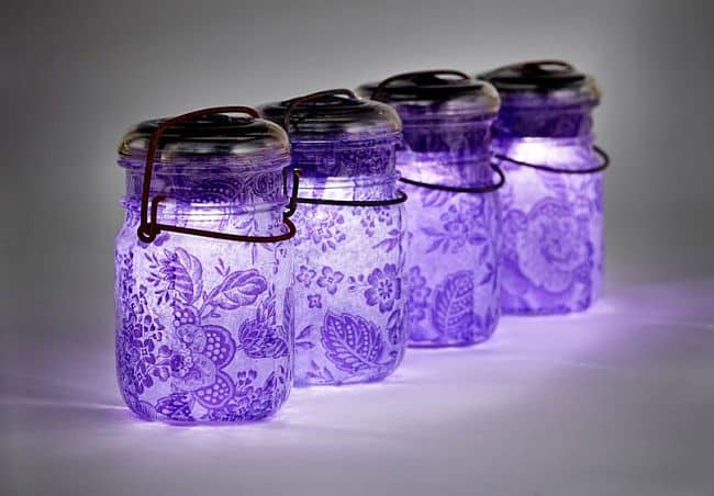 Purple lace decoupage lamps