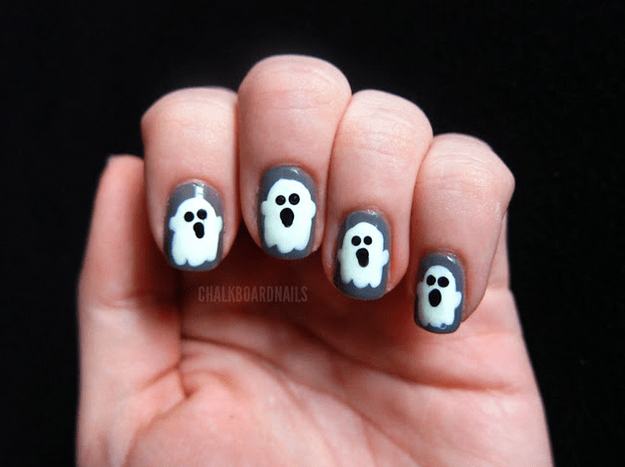 Spooky ghost nails