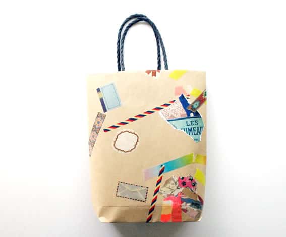 Gift wrap, sticker, and washi tape gift bag