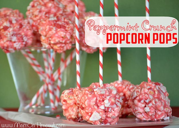 Peppermint crunch popcorn pops