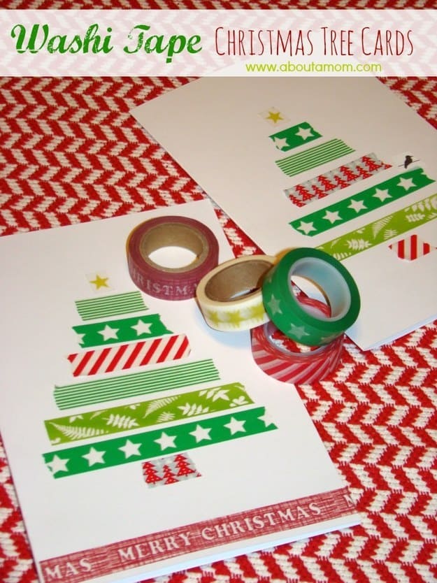 Washi tape Christmas tree cards
