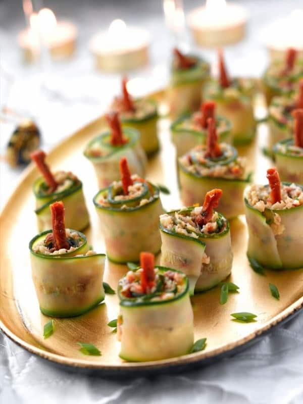 Christmas candle cucumber rolls
