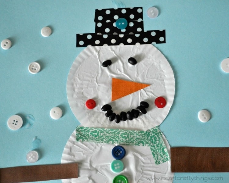 Cupcake liner snowman