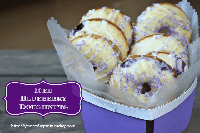 Iced blueberry donuts