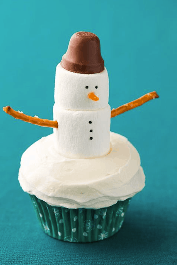 Marshmallow snowman cupcakes