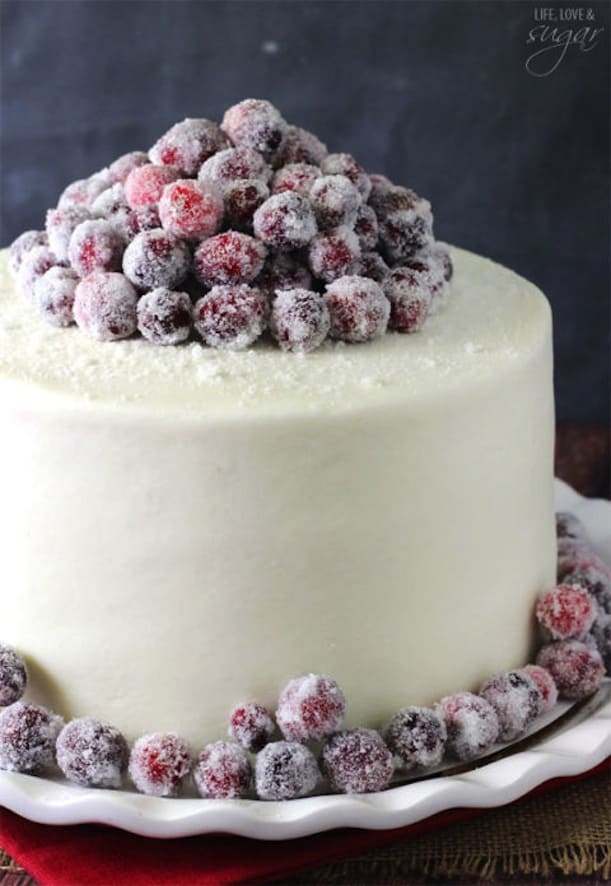 Sparkling cranberry white chocolate cake