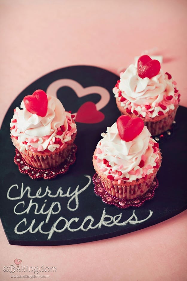 Sweet cherry chip cupcakes
