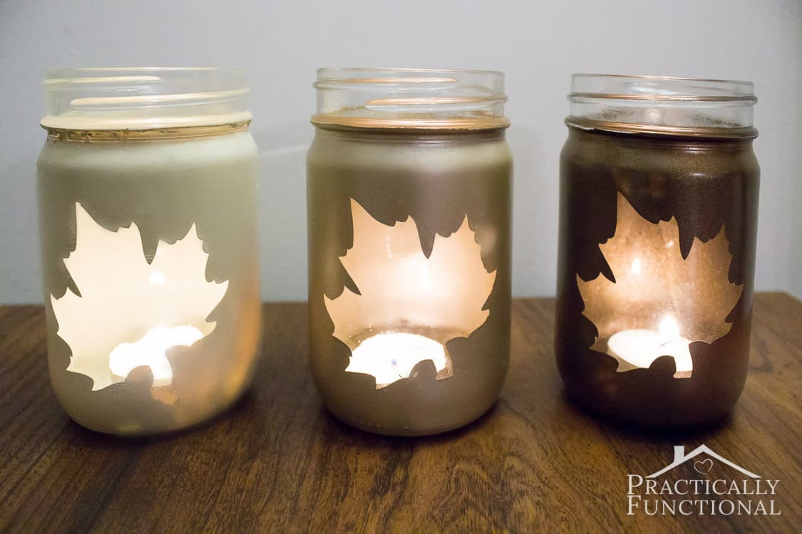 Mason jar silhouette candles