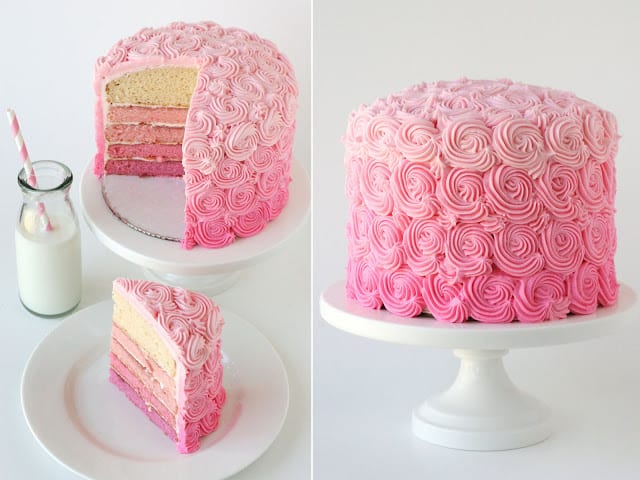 Pink ombre swirl cake