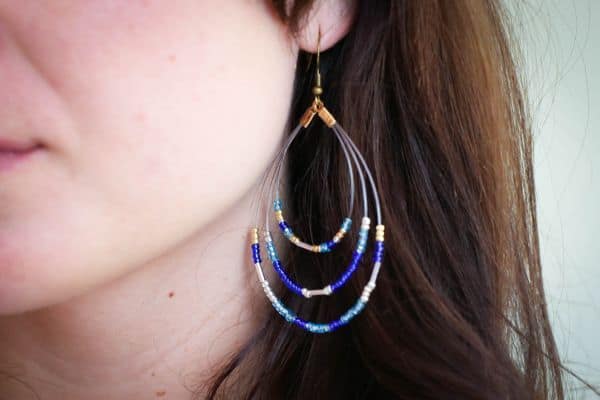 Blue hoop earrings