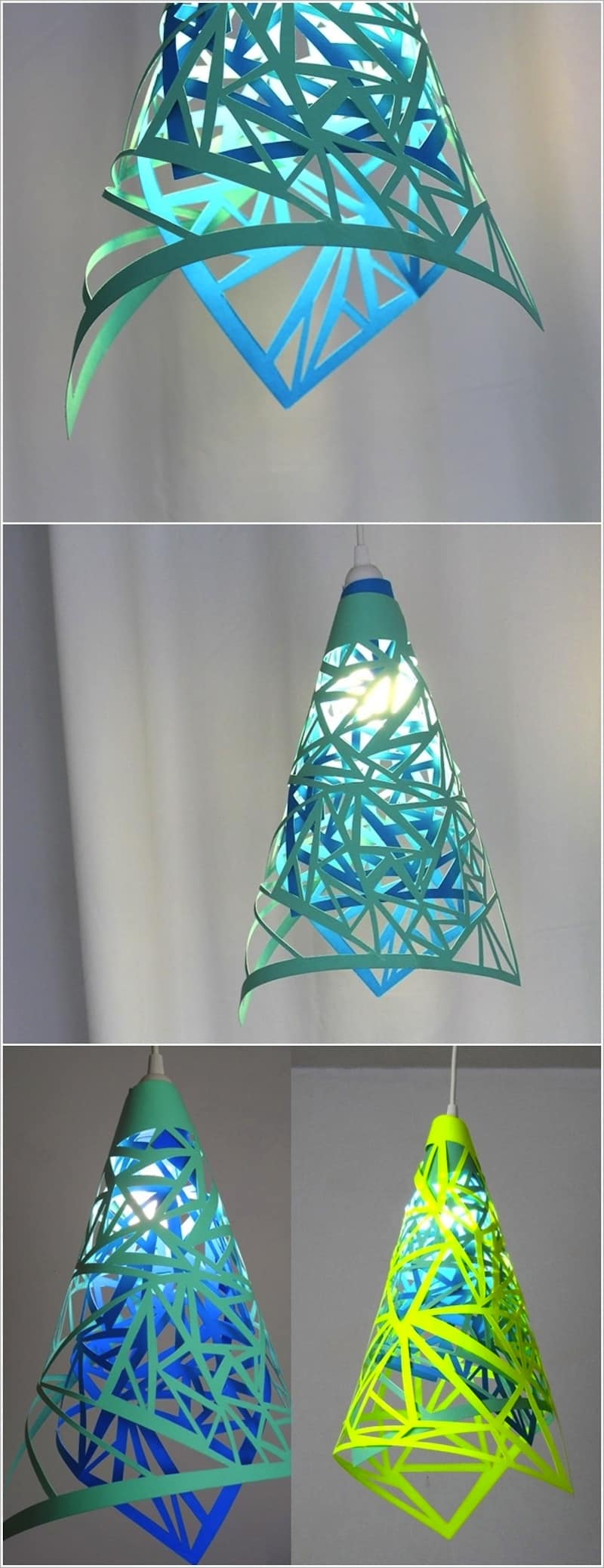 Cut paper pendant lights