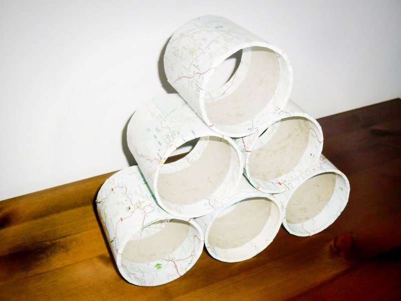 Map and PVC pipe wine rack