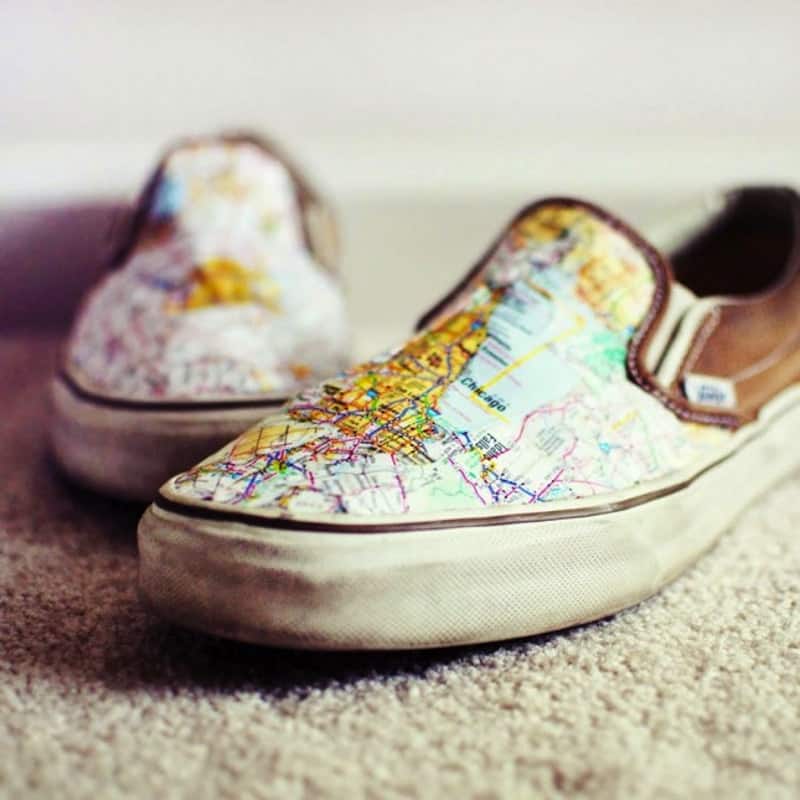 Map hacked canvas shoes