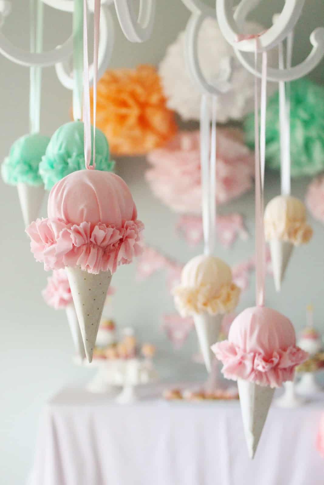 Ruffled fabric ice cream cones