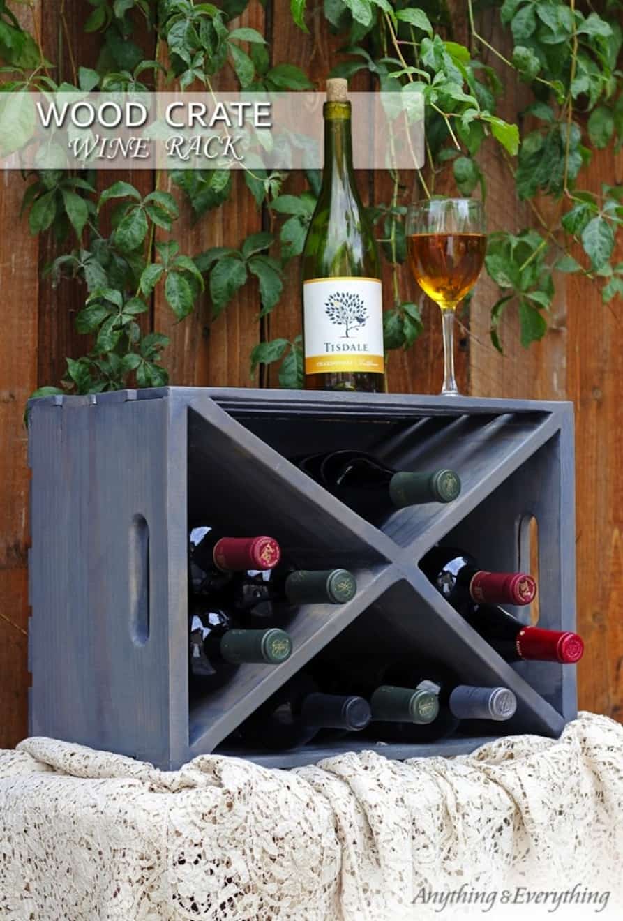 Wood crate wine rack