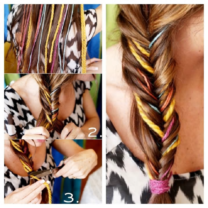 Colourful hair braiding
