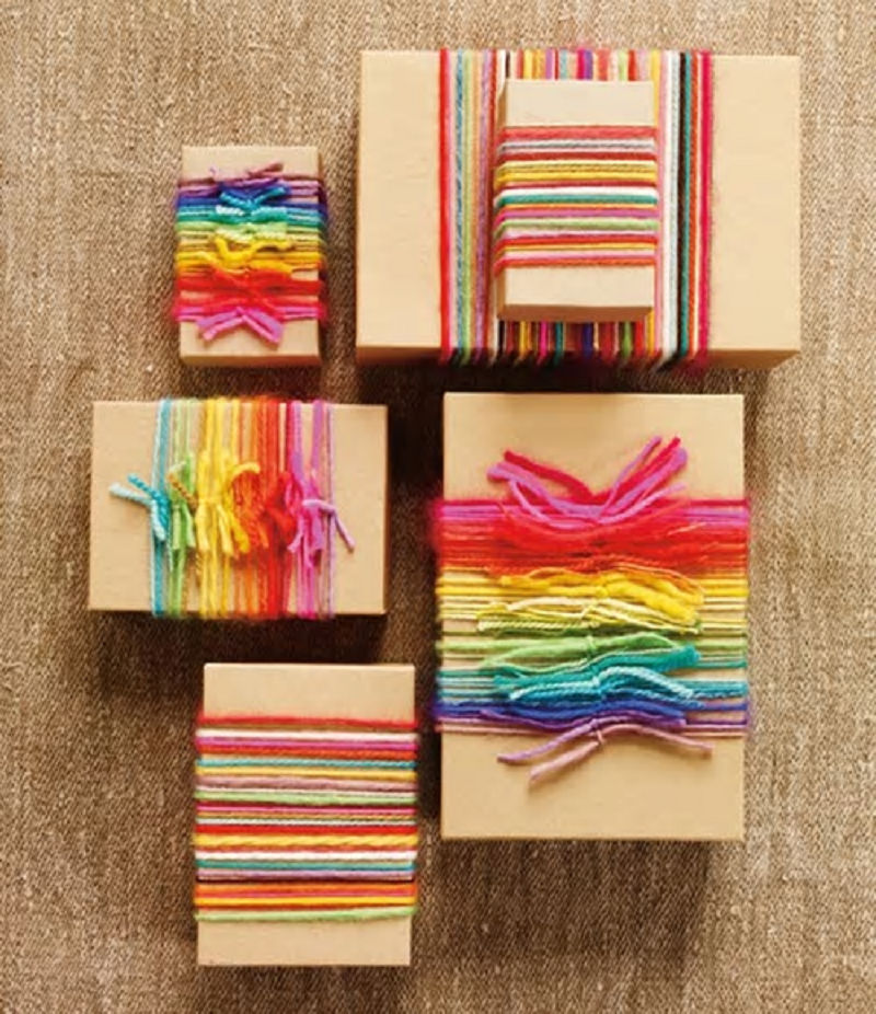Creative yarn gift wrapping
