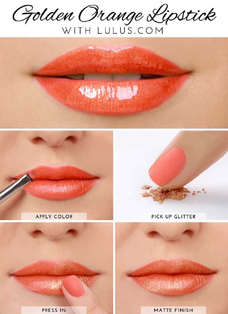 DIY golden orange lips