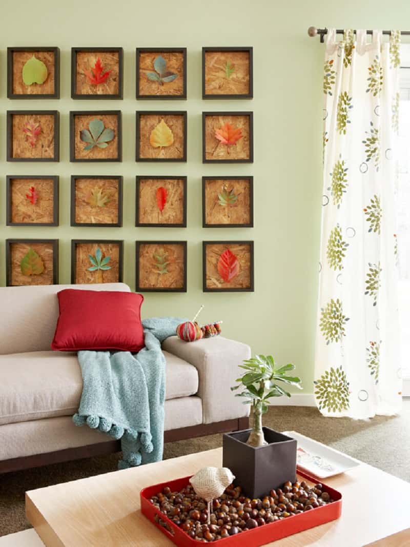 Framed leaf wall art