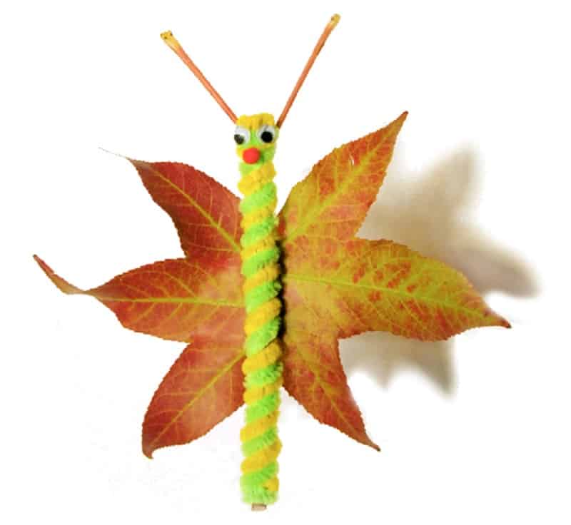 Leaf and pipecleaner butterfly