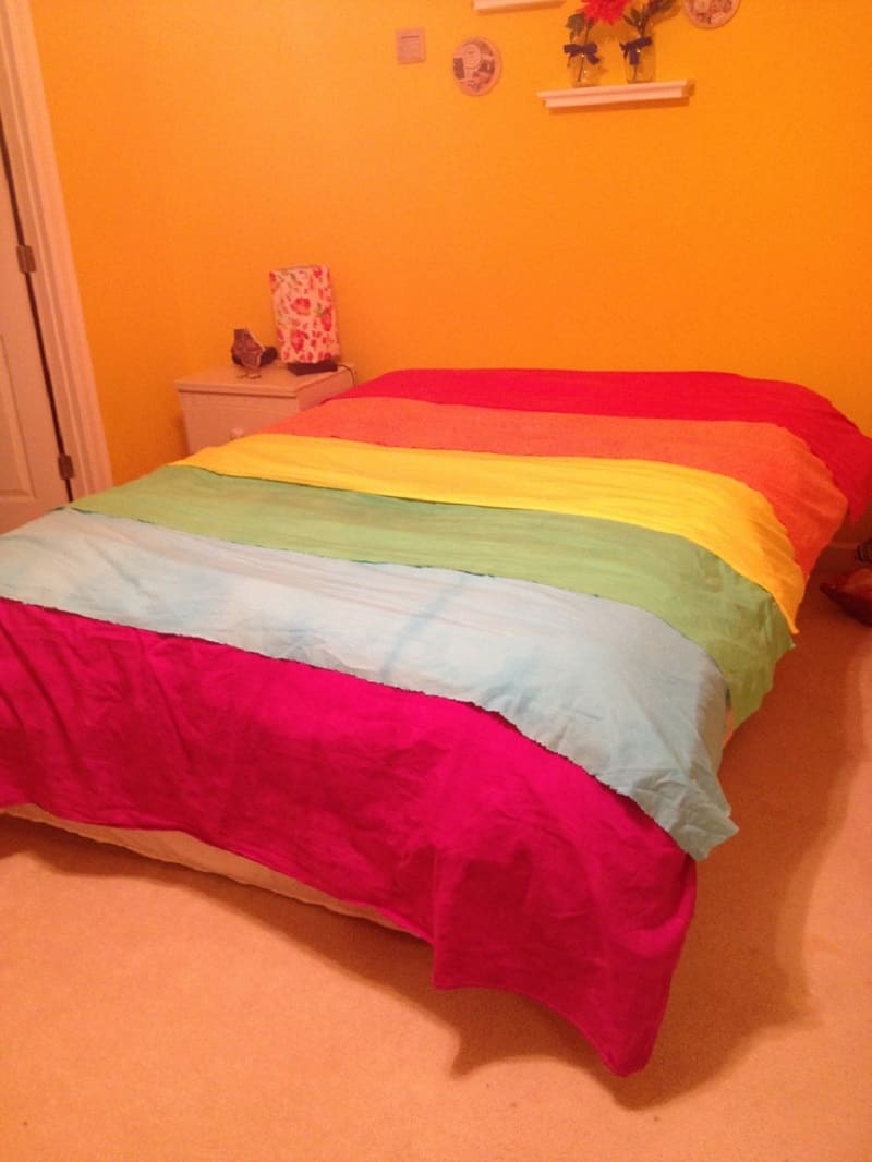 Rainbow striped DIY duvet