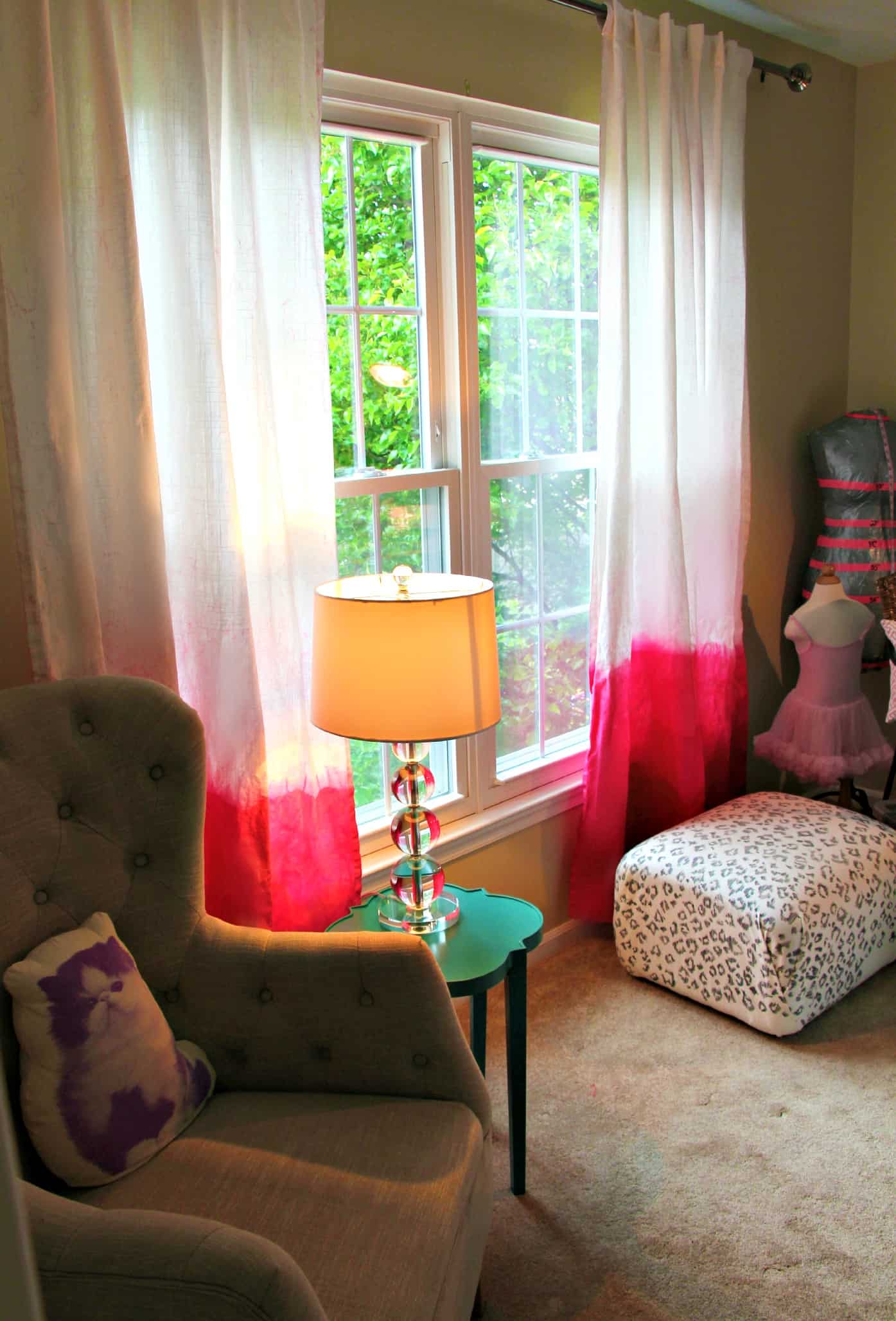 Vibrant pink dip dye curtains