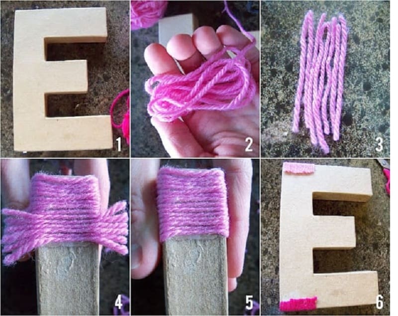 Yarn wrapped block letters
