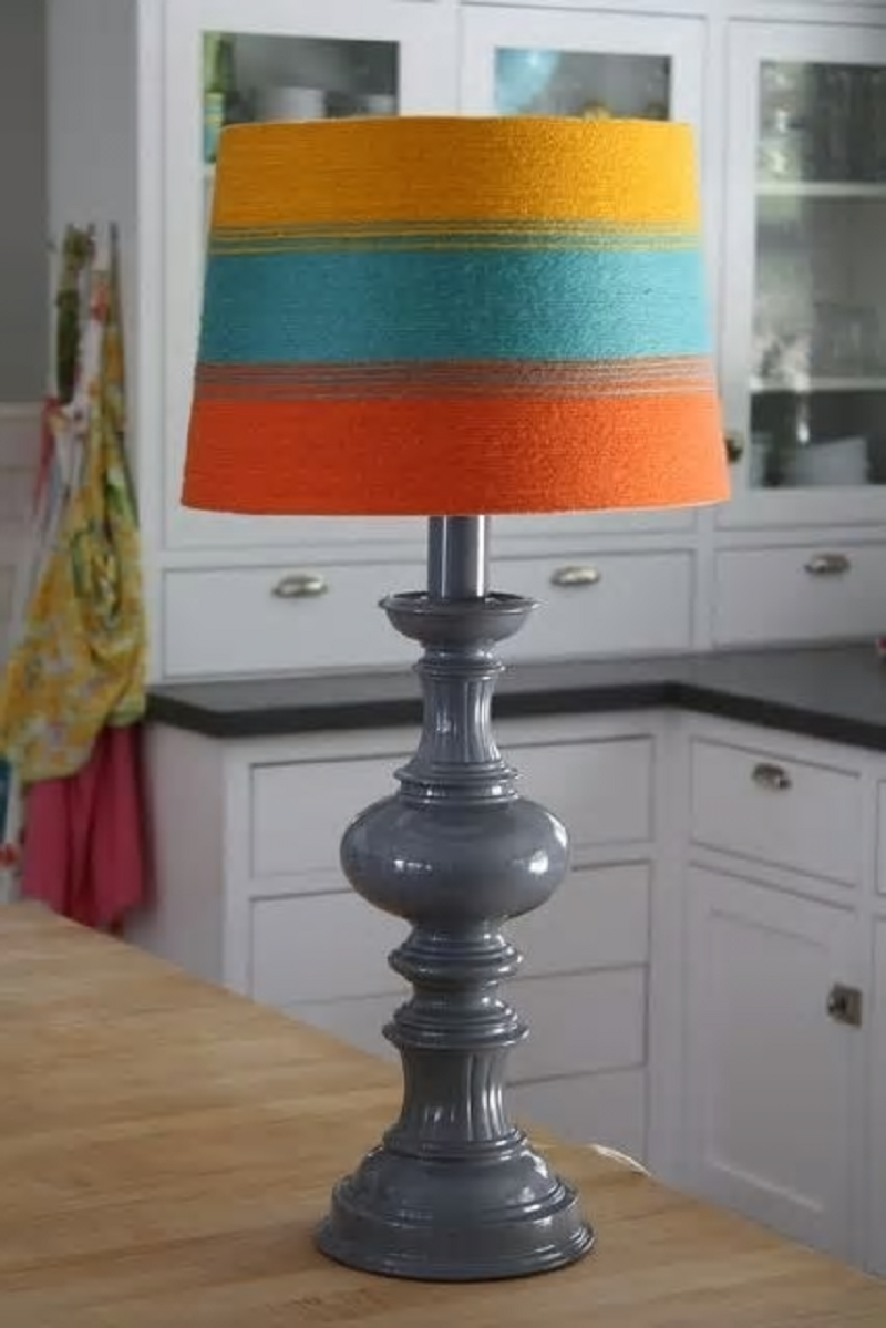 Yarn wrapped lampshades