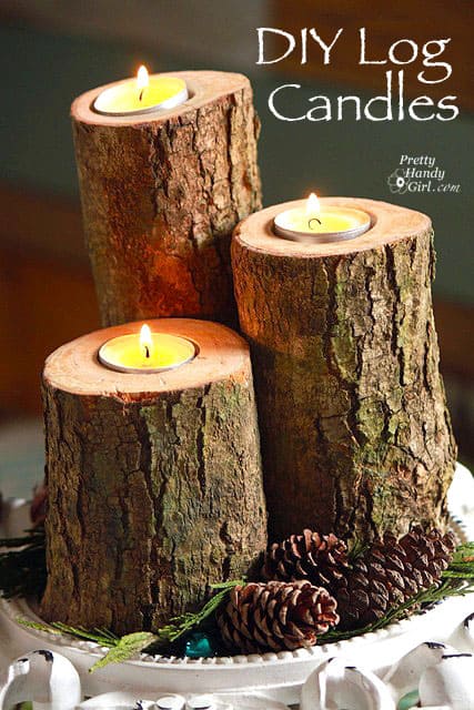 DIY log candles