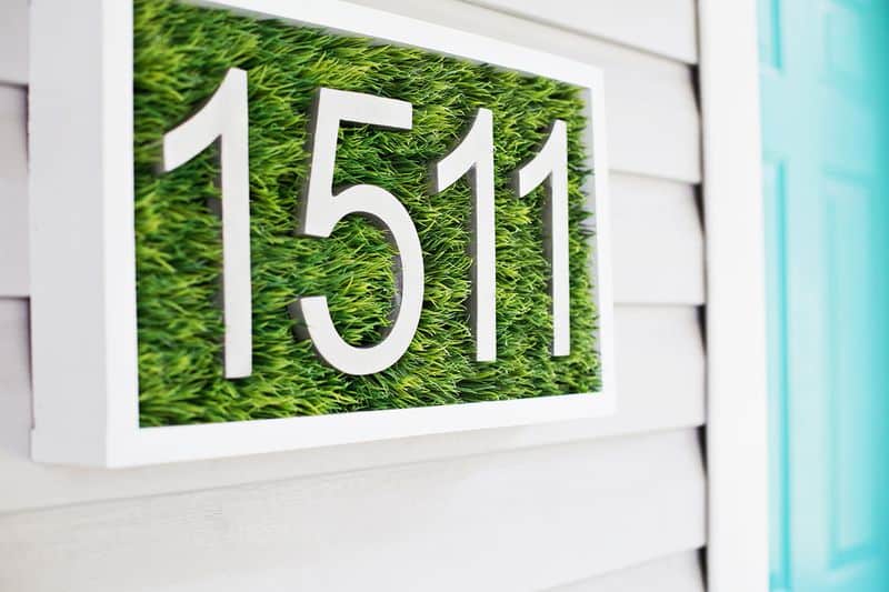 Faux grass house number