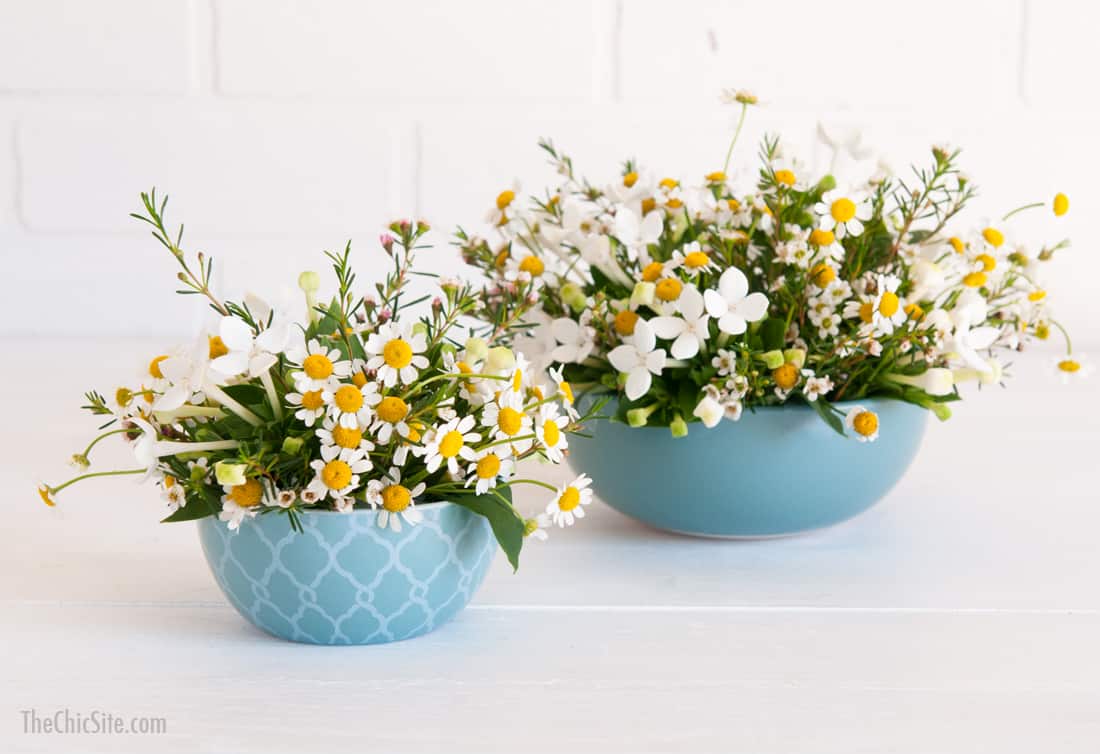 Kitchen bowl flower arrangement